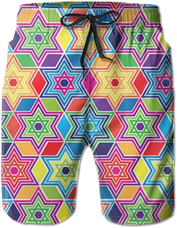 Amazon Co Jp カラフルな五芒星 メンズ サーフパンツ 水陸両用 水着 海パン ビーチパンツ 短パン ショーツ ショートパンツ 大きいサイズ ハワイ風 アロハ おしゃれ 通気 速乾 服 ファッション小物