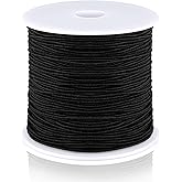 Outus 1mm Elastic String Black Elastic Cord for Jewelry Thread Stretchy String for Bracelets Necklace Making Beading and Sewing 109 Yard