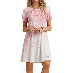 REGAI Women's Summer Dresses Loose Floral Tshirt Sundress | Soft & breathable, lightweight, flowy loose fit, vibrant floral p
