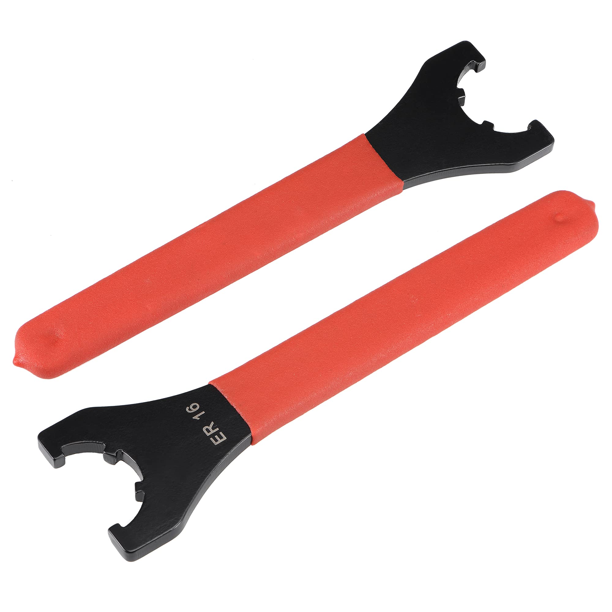 sourcing map Collet Chuck Wrench Spanner for ER16UM Clamping Nut CNC Milling Lathe Chuck Holder Tool with Red Non-Slip Handle 2pcs