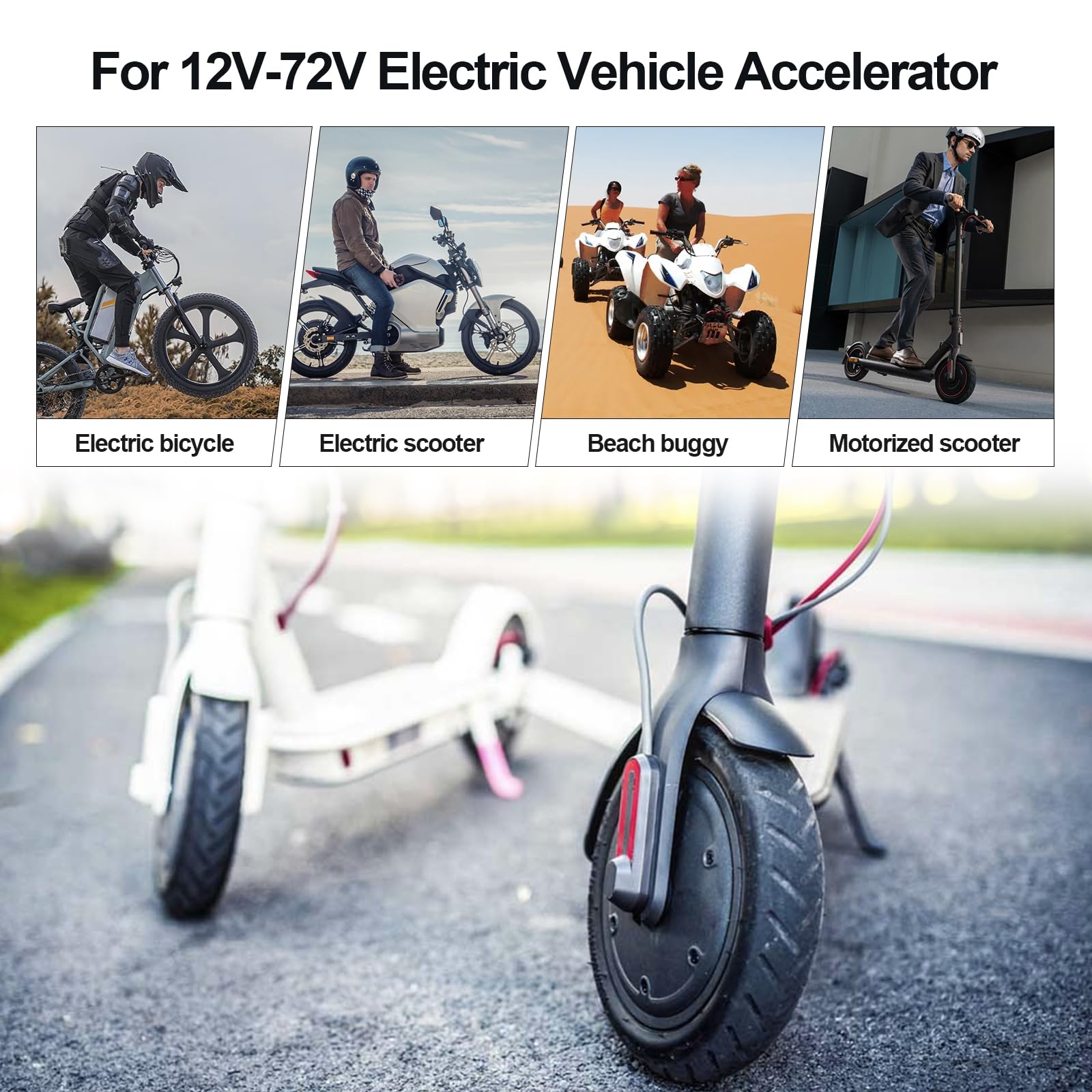 Electric Throttle 300X Thumb Throttle for 7/8inch 22mm Left and Right Handlebars 12v 24v 36v 48v 60v 72v Electric E-Bikes (SM Plug)
