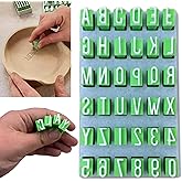 Clay Stamps - Alphabet, Numbers & Symbols DIY Handmade Alphabet Mold Accessories for Ceramic Decorating - 36 Pieces Letter Stamps for Clay with Storage Box - Green (Capital Letter Plastic)