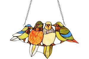 Capulina Mothers Day Birds Gifts Stained Glass Window Hangings Window Panels Tiffany Art Style Handicrafts Suncatcher for Home Window Decor Gifts