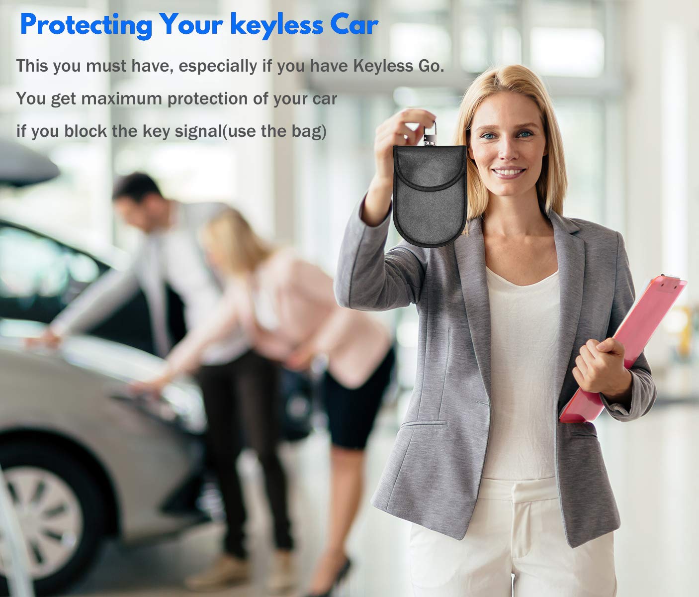 Faraday Bag Faraday Key Fob Protector, Car RFID Signal Blocking Pouch Protector, Faraday Cage Fob Guard for Keyless, Cars Security Anti Theft, Anti-Hacking Case RFID WIFI Blocker Box, 2 PACK