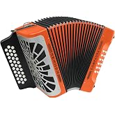 Hohner Compadre Fbbeb 62 Note, 12 Bass Diatonic Accordion (Orange) | 62 Notes, Standard Straps with Gig Bag
