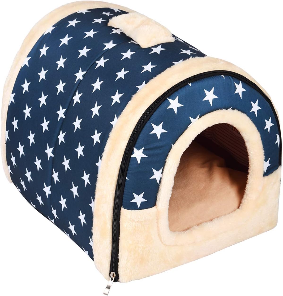 Enko Luxury Cozy 2-in-1 Pet Cat Dog Bed and House, High Quality Indoor Portable Foldable Dog Room / Cat Bed. Prepare a Warm House for Your Pet. (L, BLUE)