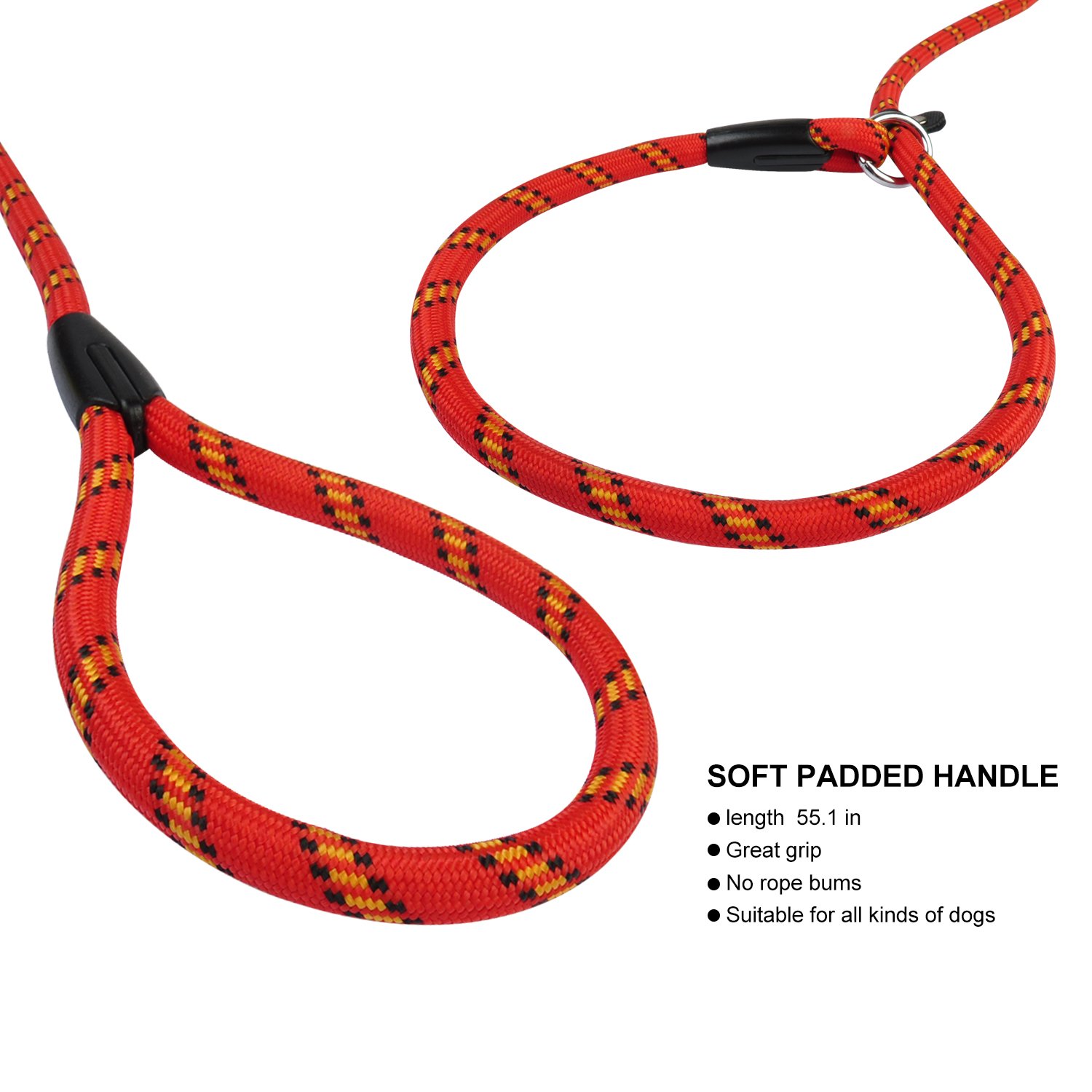 Ciaoed Gewebtes Hundegeschirr, Rot 1,75m Lang Verfilzt Gepolsterter Griffgeflecht Verstellbares Haustiertraining mit Krawatte