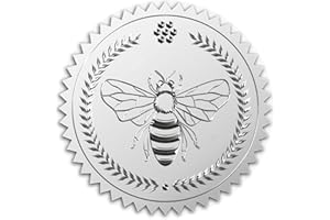 CRASPIRE 2" Gold Foil Sticker Bee 100pcs Certificate Seals Silver Embossed Round Wreath Gold Certificate Seal Stickers for En