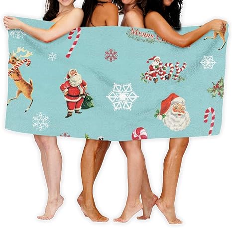 Amazon Santa Sleigh2ビーチタオル バスタオル トラベルビーチタオル クッションタオル 大人用スイミングタオル クイックドライ80x130cm バスタオル ホーム キッチン オンライン通販