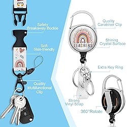 Piefly Teacher Lanyards for Id Badges, Rainbow