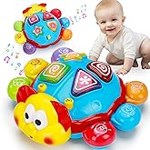Baby Crawling Toys 6-12 Months, Musical Light Up Tummy Time Toy for Infant 0-6 7 8 9 10 Month Old, Toddler Spanish English Bilingual Learning Educational Development Easter Gift 1 2 Year Old Boy Girl