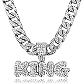 IDRUPACE Miami Mens Cuban Link Chain Silver Gold Plated Bling Cuban Necklace Diamond Chain for Men 13MM iced out chain Hip Hop Jewelry,8.5/18/20/24 Inch Length-With metal gift box.