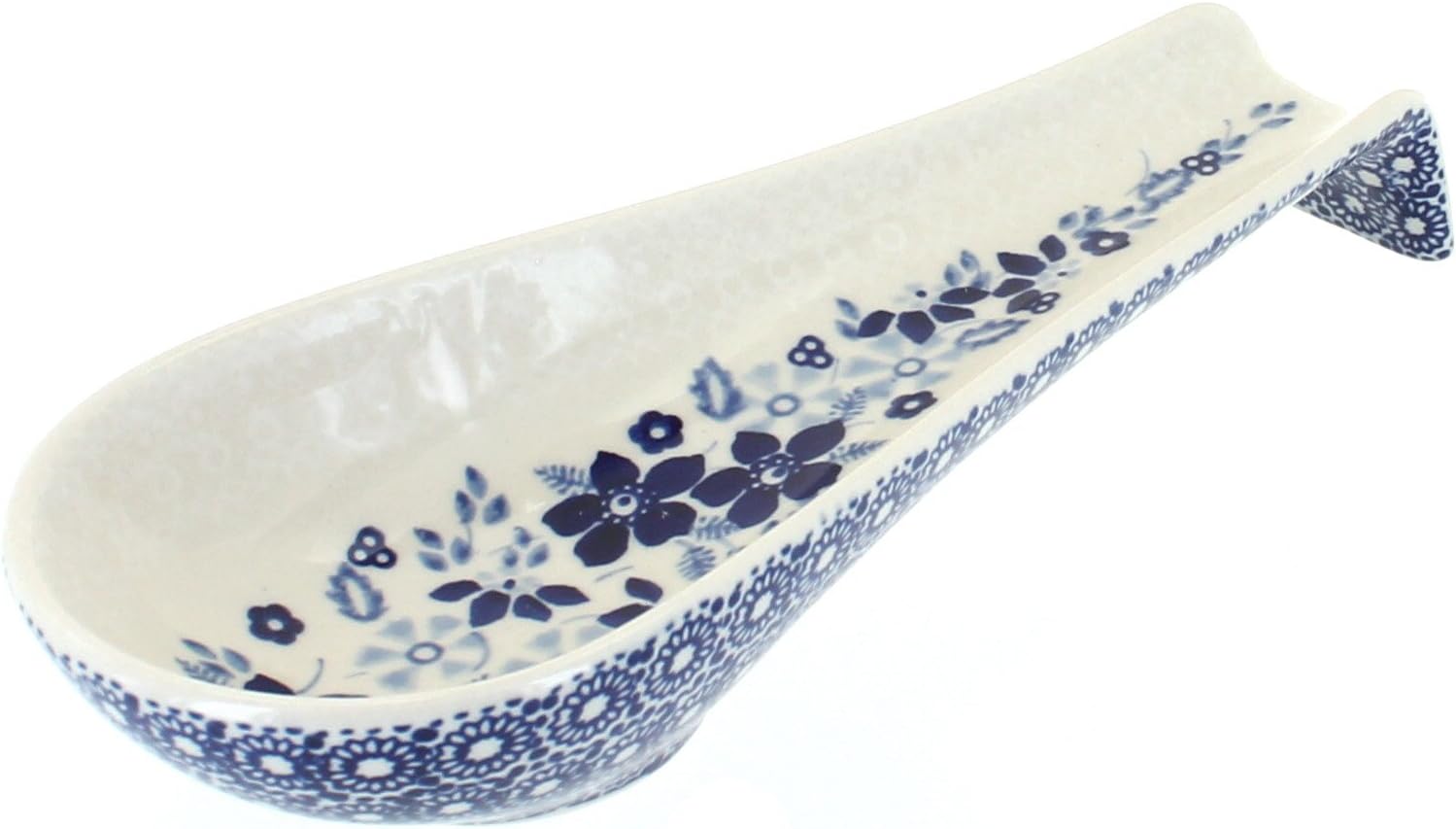 Blue Rose Polish Pottery Elizabeth Medium Spoon Rest
