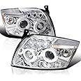 Spec-D Tuning Projector LED Headlights Chrome Compatible with 2007-2012 Dodge Caliber All, Left + Right Pair Headlamps Assembly