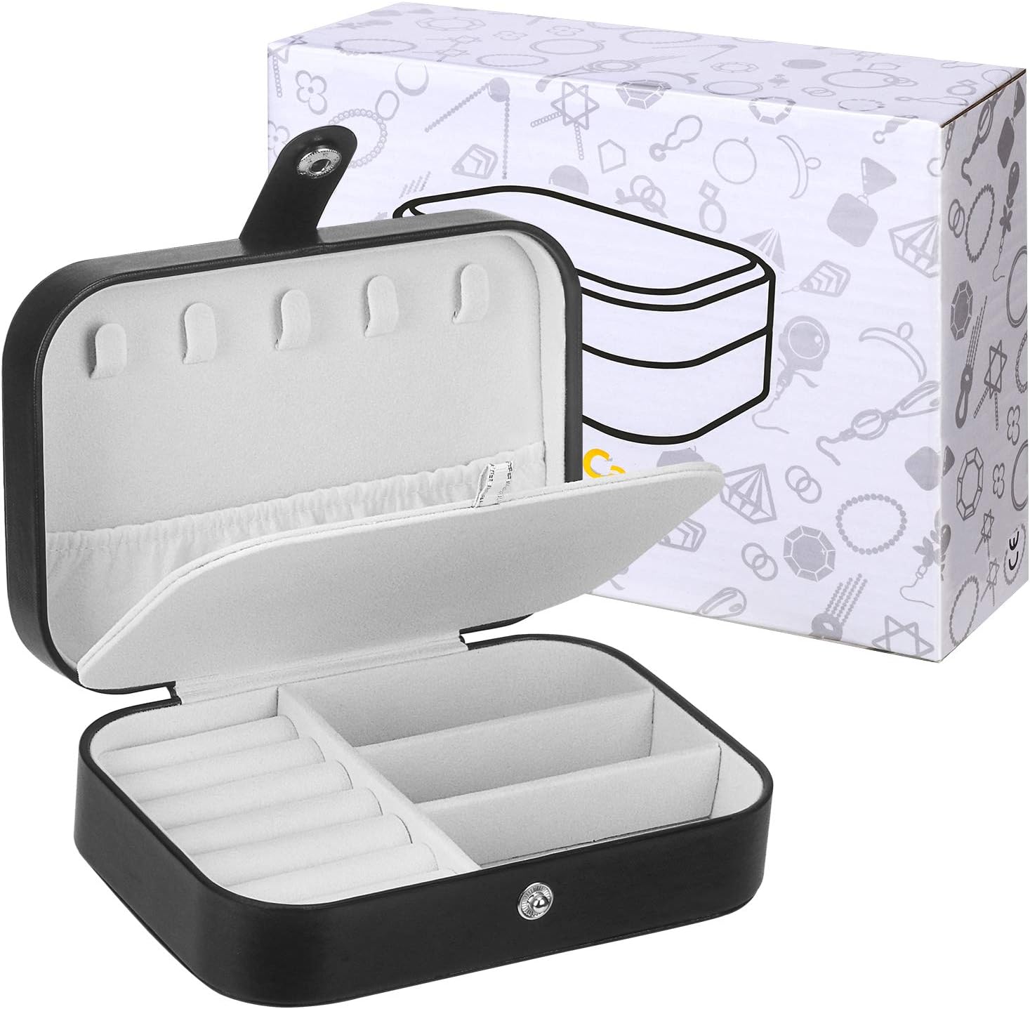 Centtechi Jewellery Box Organiser, Small Travel PU Leather Jewelry Storage Case for Rings Earrings Necklace Bracelets Jewelry Gift Box for Girls Women