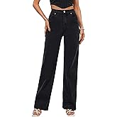 Tsher Women’s High Waisted Jeans Stretchy Straight Leg Loose Fit Denim Pants Lightweight Tummy Control Trendy Jeans for Women