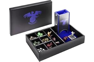 Hazzzey DND Dice Tray and Dice Tower with Storage Case, 4 in 1 D&D Dice Rolling Tray and Tower with Lid, Dungeons and Dragons Dice Storage Box Accessories Gift for RPG MTG (Blue)