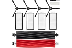 PIVXSNKEW Replacement Accessories Kit Compatible with Roborock Q5 Pro Q5 Pro+(Plus) Q5 Max+(Plus) Q5 DuoRoller+(Plus) Q8 Max Q8 Max+(Plus) Robot Vacuum Cleaner, Include 1 Dual Roller Brush 4 Side Brush 4 Filter