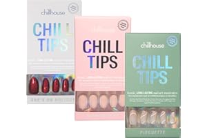 Chillhouse Chill Tips Signatures Press On Nails Kit, She's the Prize (Oprah Bundle) - Pirouette, She's on Holiday & Window Seat - Long-Lasting Nail Art Manicures