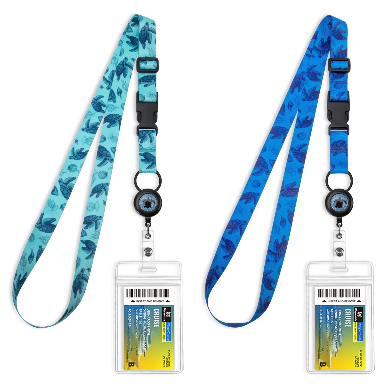 MNGARISTA Cruise Lanyards with Card Holder,Adjustable Lanyard with Retractable Reel, Waterproof ID Badge Holder for All Cruises Ships Key Cards, 2pack