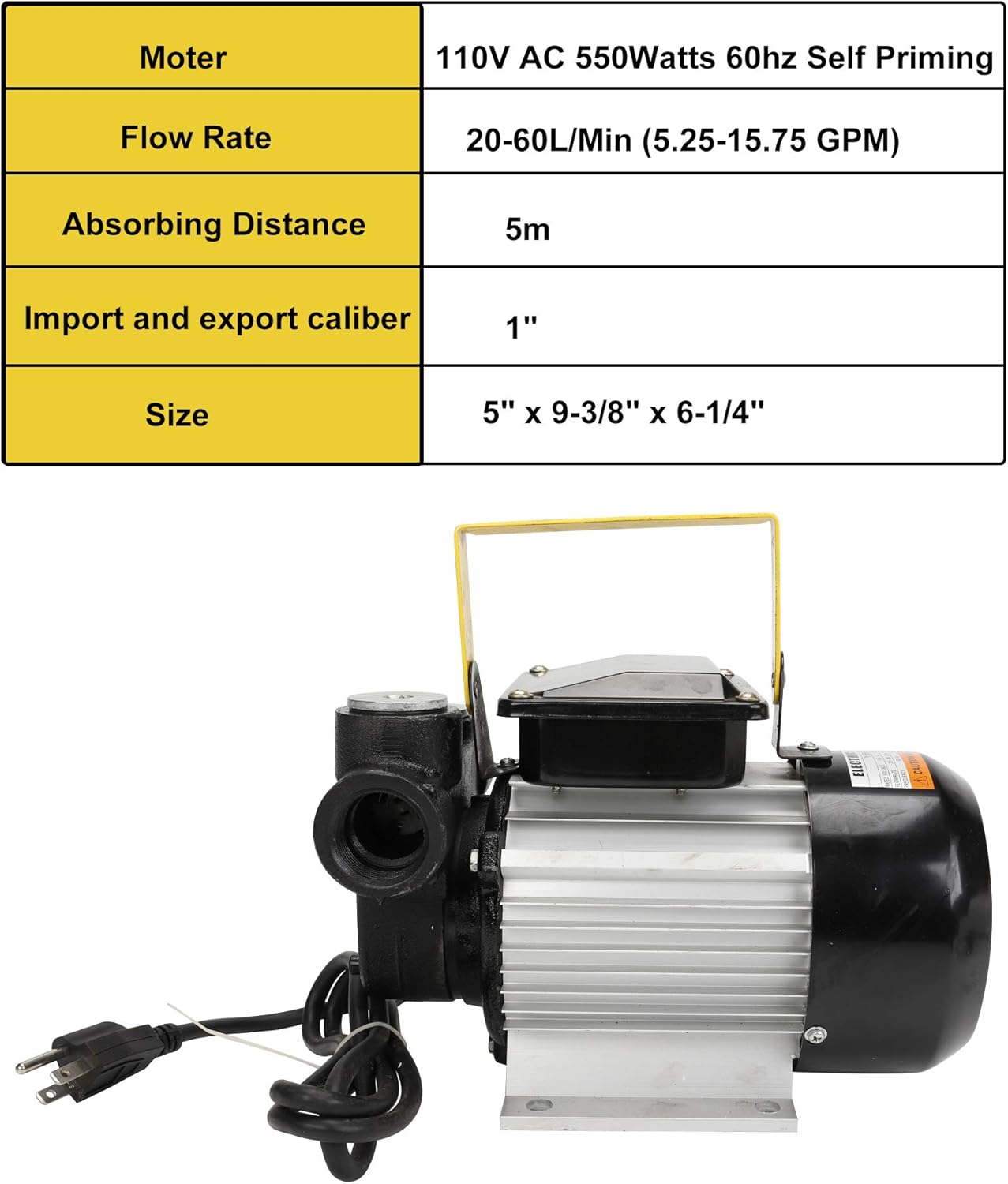 BLACKHORSE-RACING Self Priming 110v Ac 16GPM 60L/min Oil Transfer Pump Fuel Diesel Kerosene Biodiesel Pumps: Automotive
