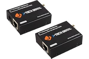 J-Tech Digital Digital Audio Extender Converter for Optical/Coaxial Audio Over Single Cat5e/6 Cable (PoC) up to 990’ (300m) for Dolby Digital, DTS 5.1, DTS-HD, PCM [JTECH-AET1000]