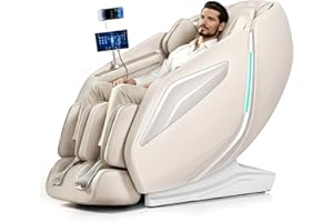 HealthRelife 4D Massage Chair Full Body Zero Gravity Recliner - 55“ SL-Track,15 Auto Modes,11 Massage Technique,40 Airbags Massage,with Yoga Stretch,APP Control,Shiatsu Foot Massage(Beige)