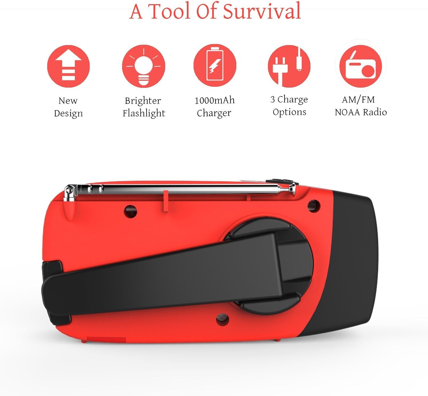 [Upgraded Version] RunningSnail Emergency Hand Crank Self Powered AM/FM NOAA Solar Weather Radio with LED Flashlight, 1000mAh Power Bank for iPhone/Smart Phone: Electronics