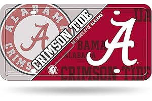 Rico Industries NCAA Alabama Crimson Tide Metal License Plate Tag, 6 x 11.5-"