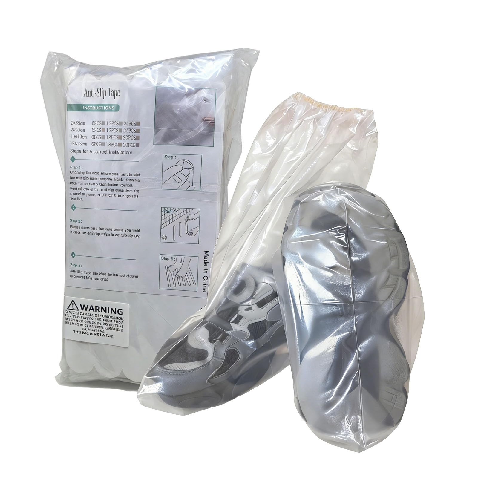 Photo 1 of 10 Pairs Waterproof Shoe Covers Disposable with 20 Anti-Slip Strips, Upgraded Non-Slip Overshoes for Rain & Snow, Heavy Duty Plastic Boot Protectors for Men Women by LIWRTCX (Children)