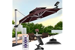 ZZKHGO Solar Umbrella Lights Outdoor,Timed Remote Control, Waterproof Powered Patio LED for Beach Tent Camping Garden Party Decoration(Without a Tent) (B Black)