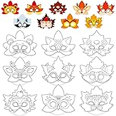 36 Set Fall Thanksgiving Animal Coloring Mask Paper Art Craft Kids Color Your Own Animals Blank DIY Mask Masquerade Birthday Party Dress-Up Decoration Favor School Classroom Activity Game Supplies