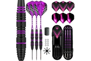 Lavishio Dart Metal Tip Set 3 Aluminum Dart Shafts Steel Tip Dart Set Professional Darts Steel Tip Set + Extra 3 Dart Flights 3 Replace Plastic Shafts