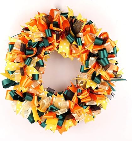 Decorazioni Natalizie Con Nastri.Chenni Ghirlanda Decorativa Festiva Corona Rotonda Fatto A Mano Ghirlanda Con Nastri E Fiocchi Natale Decorazioni For La Casa Del Ringraziamento Ornamenti Natalizi Amazon It Casa E Cucina