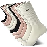 Calvin Klein Mens Crew Socks - 10 Pack Cushioned Athletic Performance Breathable Running and Sports Crew Socks for Men
