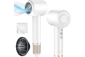 Hair Dryer -Bopcal Ionic Blow Dryer, 500 Million Ions Fast Drying, Low-Noise Hairdryer, 3 Speeds & 4 Temps with Travel Size for Professional Styling at Home/Salon