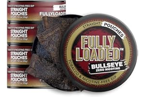 FULLY LOADED BULLSEYE Fully Loaded Chew - 5 Pack - Tobacco and Nicotine Free Straight Flavored Pouches. Our Tobacco Free dip & Pouches are Made to Help Quit Dipping & Chewing. Food-Grade Ingredients Make Great Alternative