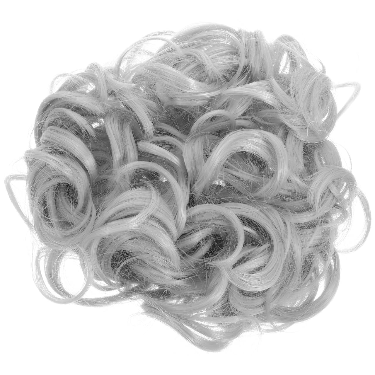 Photo 1 of Healvian Curly Bun Hair Piece - Vintage Chinese Wave Clip in Hair Bun Extension for Women - Easy to Use Messy Hairpiece Decoration - Lightweight Grey Fake Wig for All Occasions