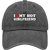 I Love My HOT Girlfriend Hats Custom Hats Pigment Black Womens Bucket Hat Gifts for Her Golf Hats