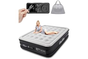 OlarHike Inflatable Queen Air Mattress with Built in Pump,18" Elevated Durable Mattresses for Camping,Home&Guests,Fast&Easy Inflation/Deflation Airbed,Black Double Blow up Bed,Travel Cushion,Indoor