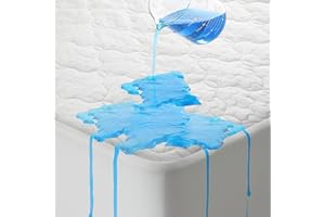 EVERMOW 5-Sided Waterproof Mattress Protector, Queen Size Quilted Bamboo Rayon Mattress Cover, Breathable Cooling Noiseless Bed Fitted Sheets, Soft Bedding Pad with Deep Pocket Up to 18"