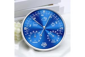Mlijzard Wall Weather Station Indoor,3 in1 Barometer Thermometer Hygrometer for Home Office Ship Garden,Fahrenheit (Silvery)