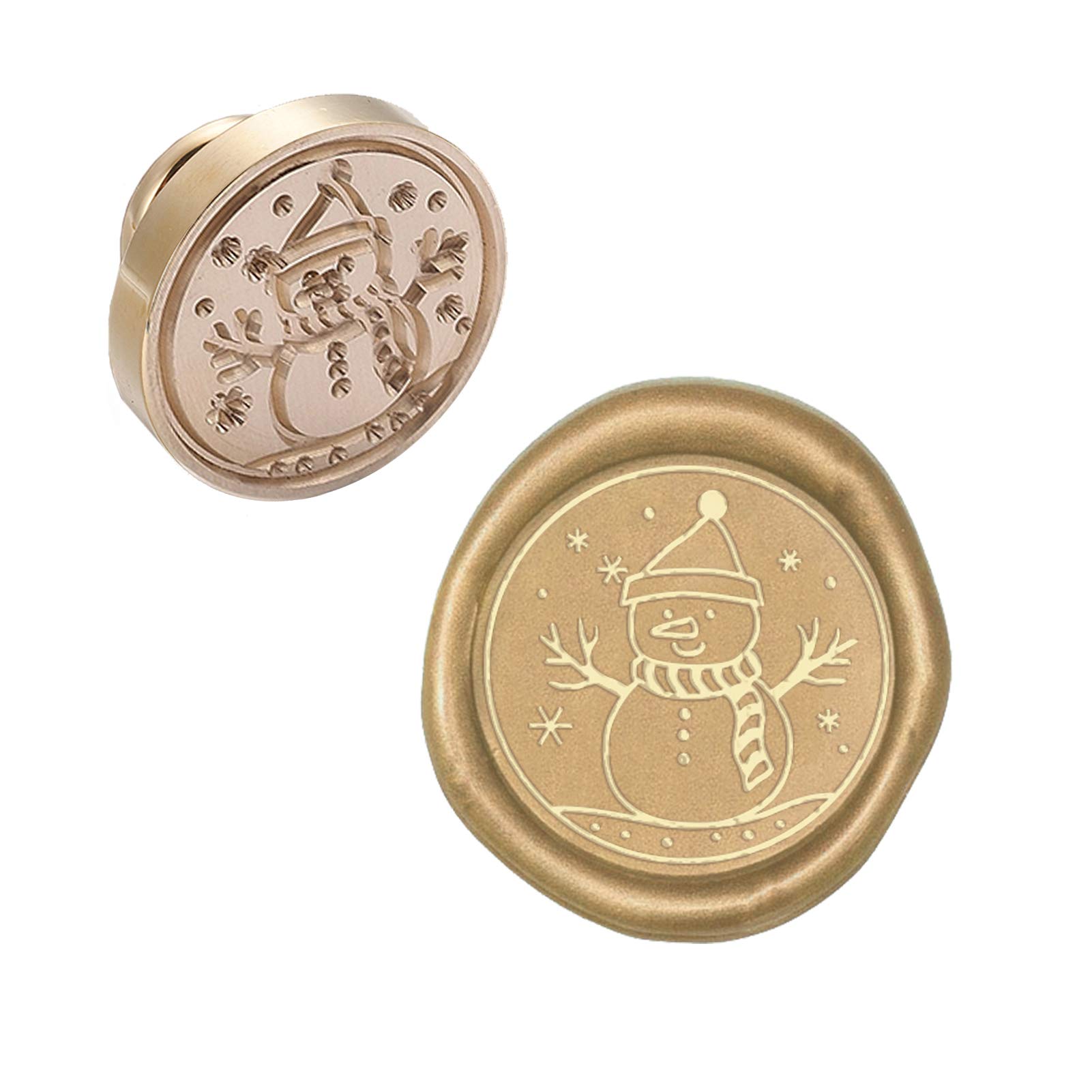 CRASPIRE Wax Seal Stamp Head Snowman Removable Sealing Brass Stamp Head for Creative Gift Envelopes Invitations Cards Decoration