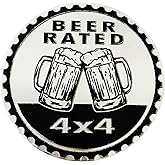 Beer Badge Rated Car Emblem, 4 x 4 Metal Automotive Badge 3D Metal Car Badges Emblems Round Emblem Decals Car Badge Decals Stickers Compatible with Jeep Wrangler Vehicles Trucks SUV Accessories(ZS073)