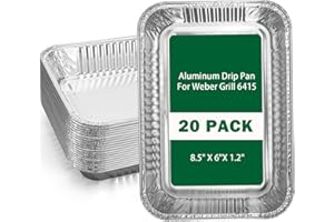 Whaleme Grill Drip Pans Compatible Weber 6415-20 Pack Grill Accessories for Weber Spirit, Genesis, Traveler, Q Series, Disposable Aluminum Foil Pans Grease Tray Liners 8.5" X 6"