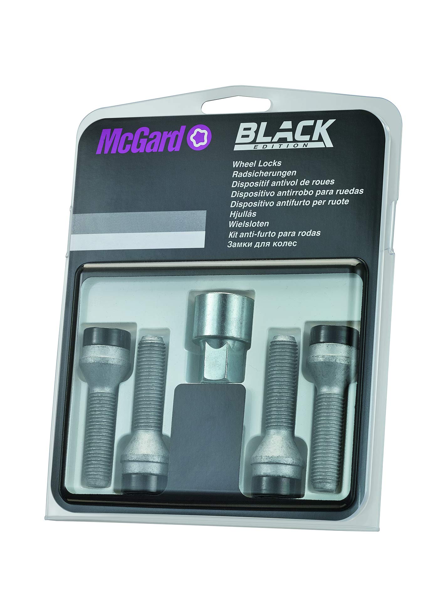 27232SUB Wheel Lock Bolts Black SUB M12 x 1,25, cone seat, shaft length 40,6 mm, Overall length 65,9 mm, Hex size 17mm, Key diameter 25,8 mm