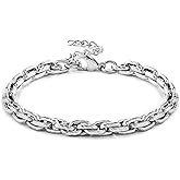 Link Chain Bracelet for Men Women: 14k Gold/Silver Chain Bracelets for Women Stainless Steel Link Bracelet for Women - 6.5/8 Inch Wrist Bracelets with 2 Inch Extender - Dainty Link Jewelry Gift