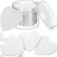 Nuenen 60 Pieces Facial Sponges with Container, Heart Shape Compressed Face Sponges Natural Cleaning Pads for Washing Face Cleaning Exfoliating Esthetician Makeup Removal(White)