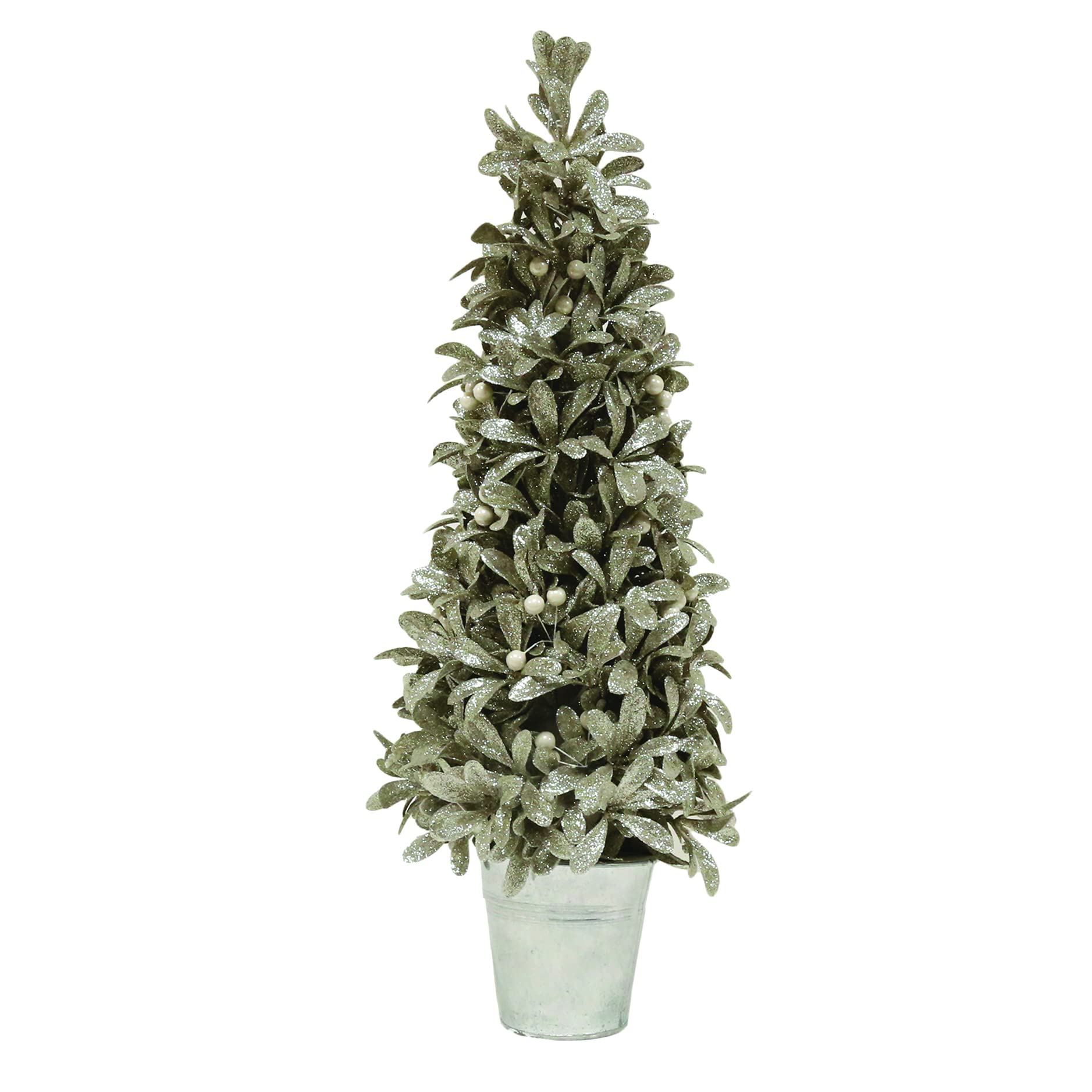 Artificial Floral Centrepiece Arrangement Christmas Silver Leaf & Berry in Planter 54cm Tall