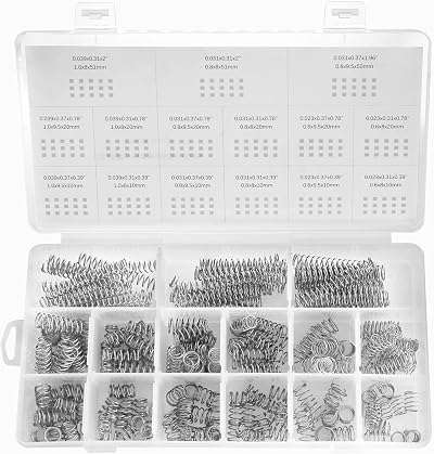 CREEYA 225Pcs Small Compression Spring Set 15 Sizes 0.6-1.0mm Wire 8-9.5mm OD